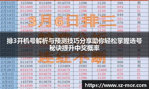 排3开机号解析与预测技巧分享助你轻松掌握选号秘诀提升中奖概率